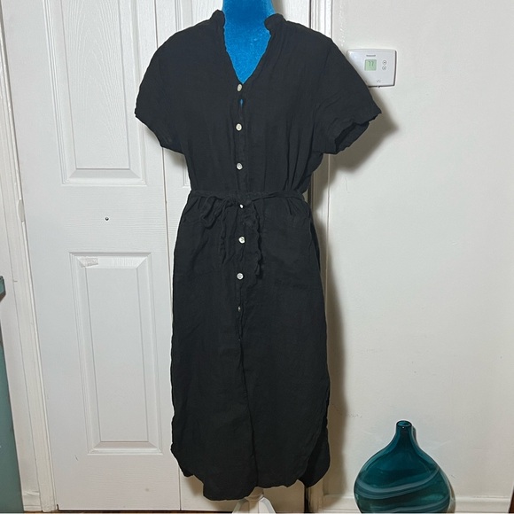 Marche Linen Button Down Dress Black Women’s Medium - Picture 8 of 8